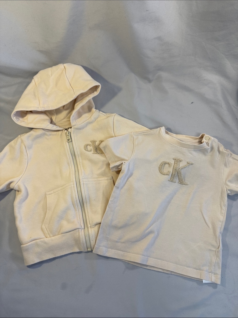 Calvin Klein Kids Cream Zip Hoodie & CK Tee Set